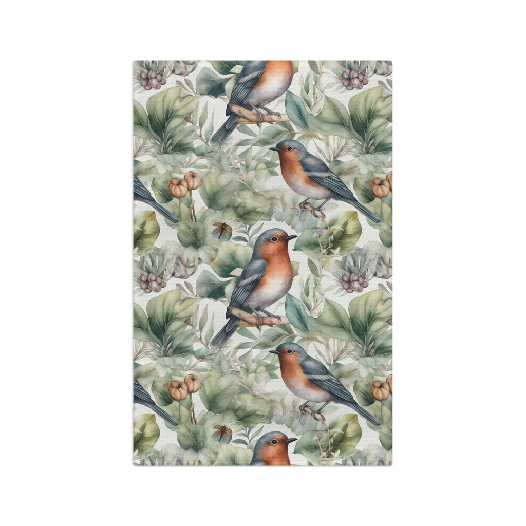 Watercolor Garden Birds Microfiber Kitchen Towel