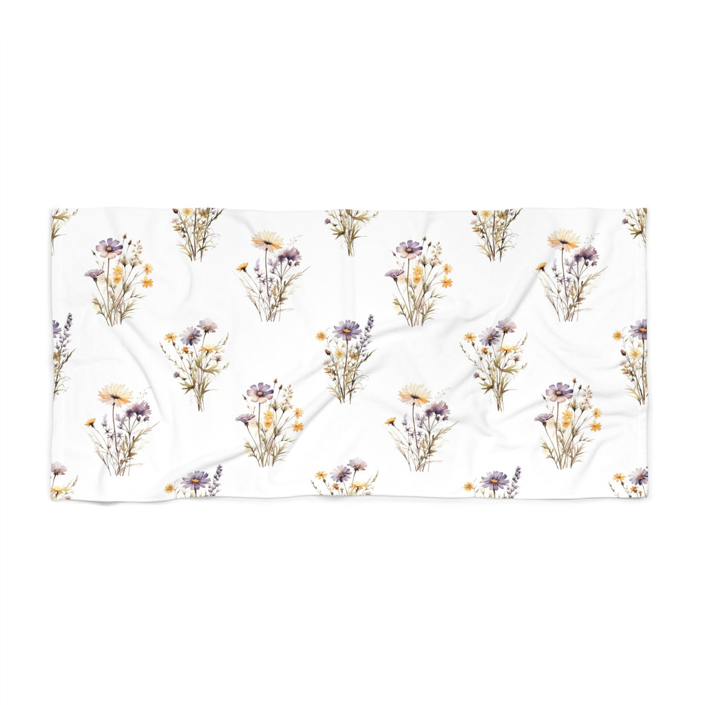 Watercolor Wildflower Summer Beach Towel