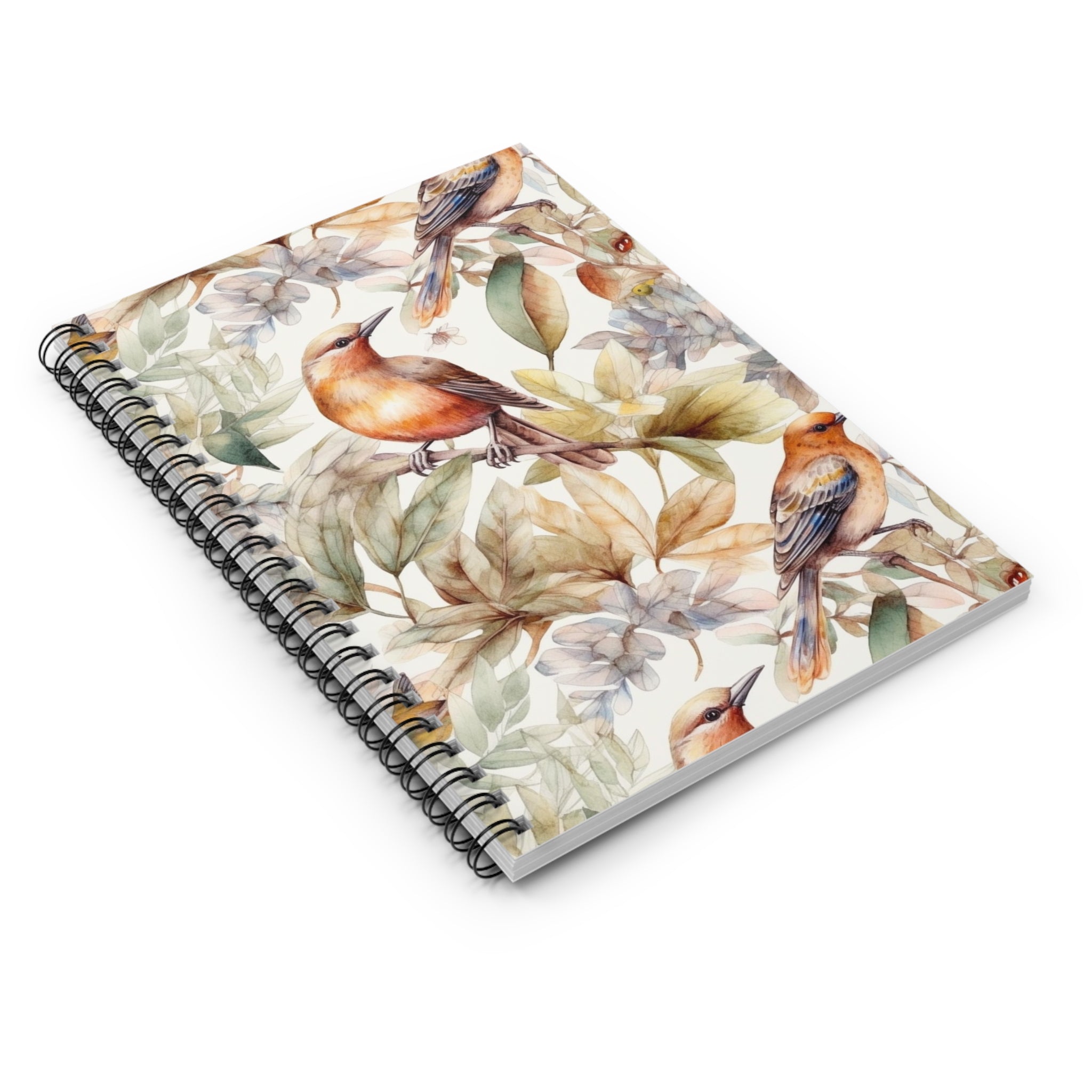 Watercolor Songbird & Foliage Spiral Notebook