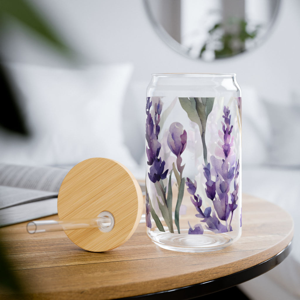 Lavender Watercolor Sipper Glass