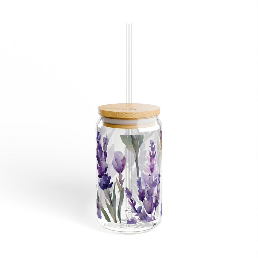 Lavender Watercolor Sipper Glass
