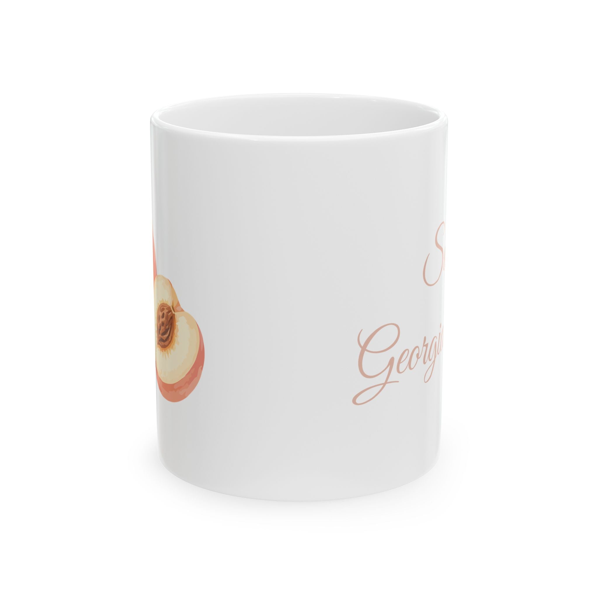 Peachy Morning Ceramic Mug — "You're a Peach" Floral Fruit Coffee