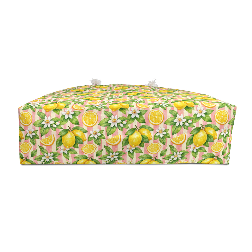 Lemon Blossom Weekender Bag — Floral Citrus Travel Tote