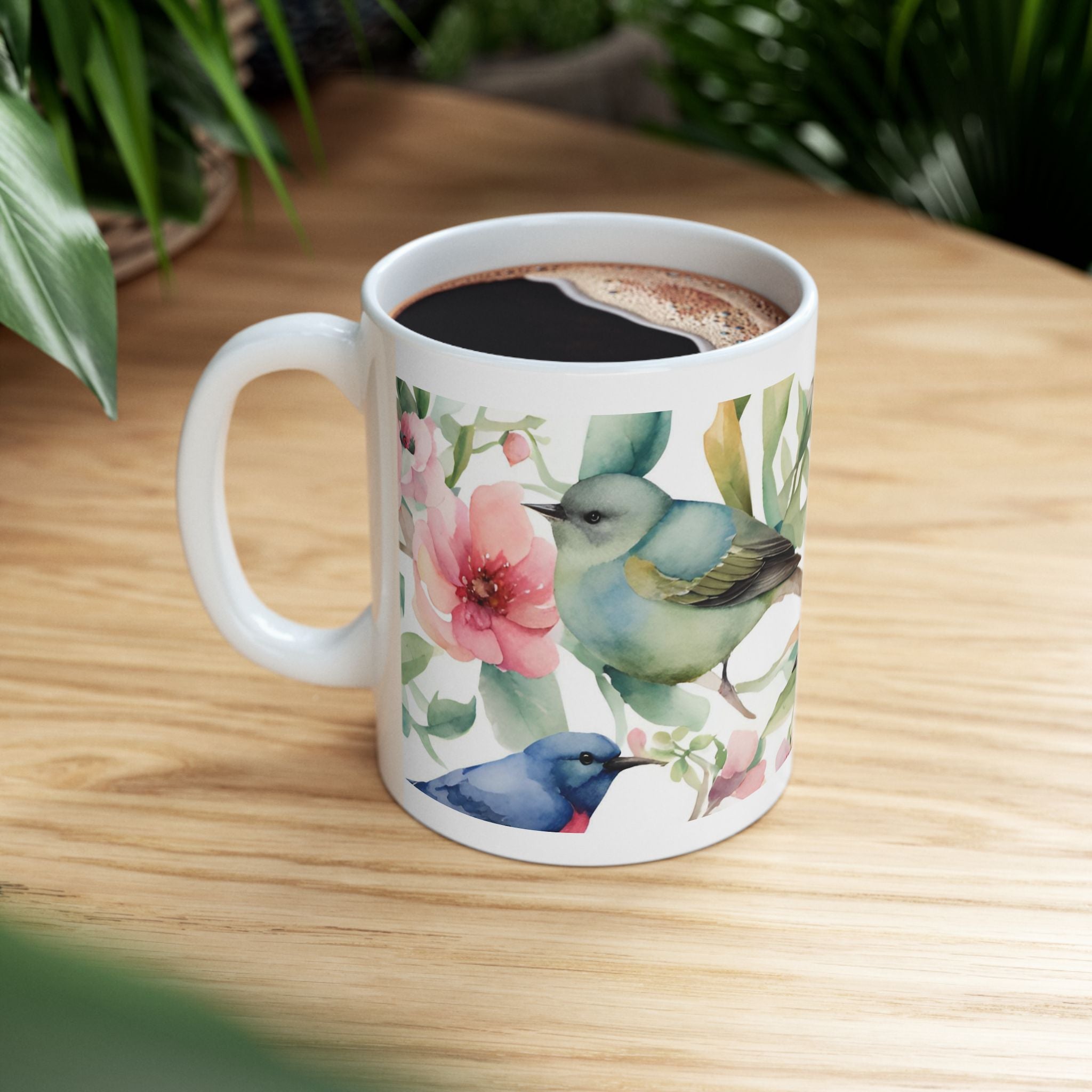 Watercolor Songbirds Coffee Cup