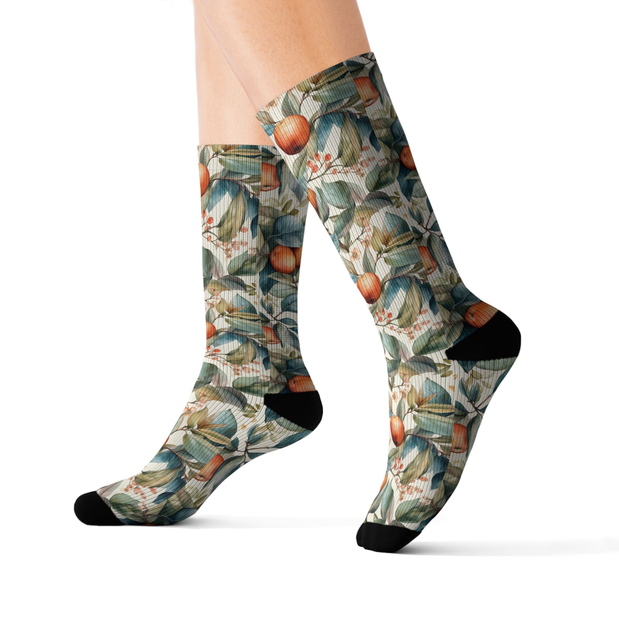 Botanical Peach Pattern Socks