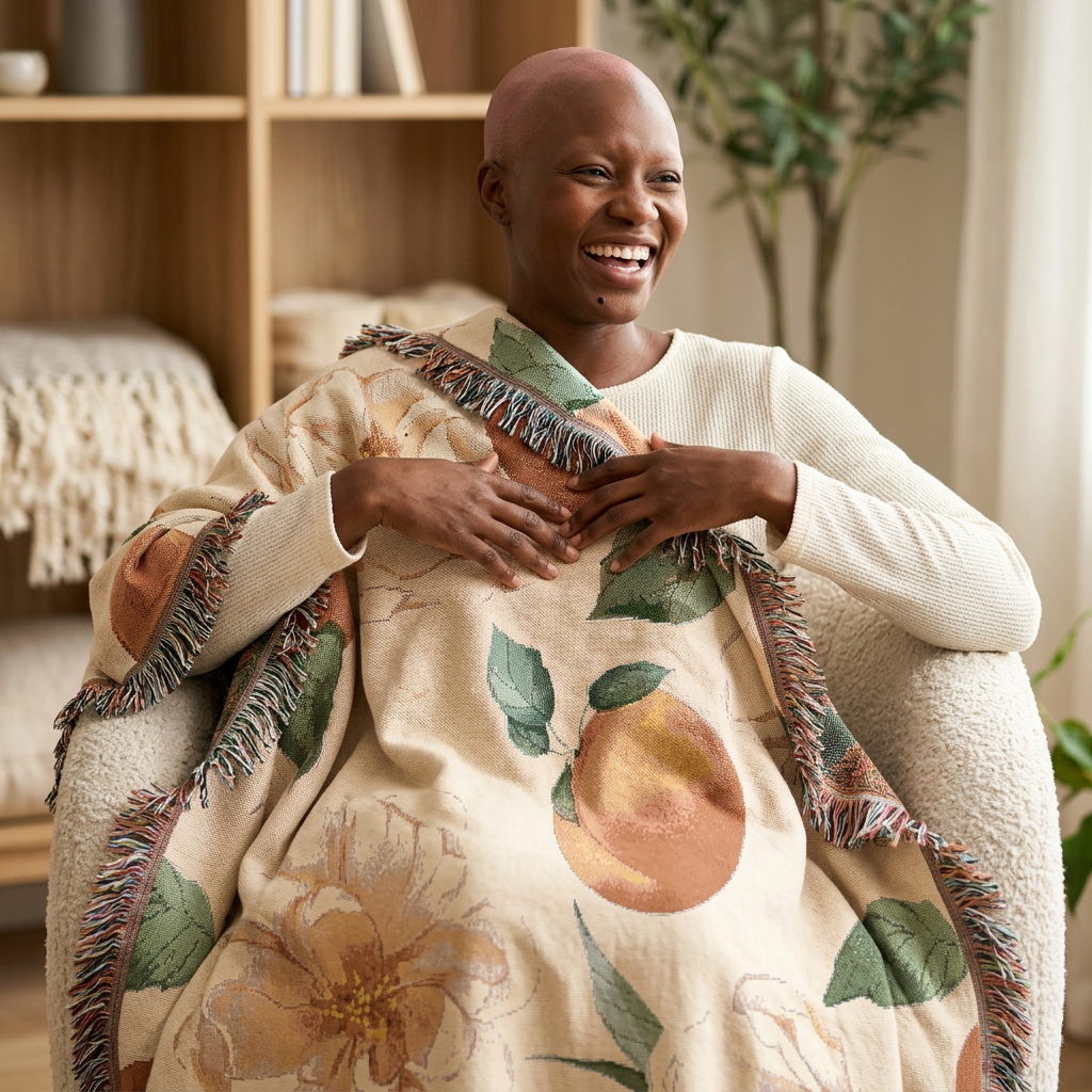 Peach Blossom Woven Blanket