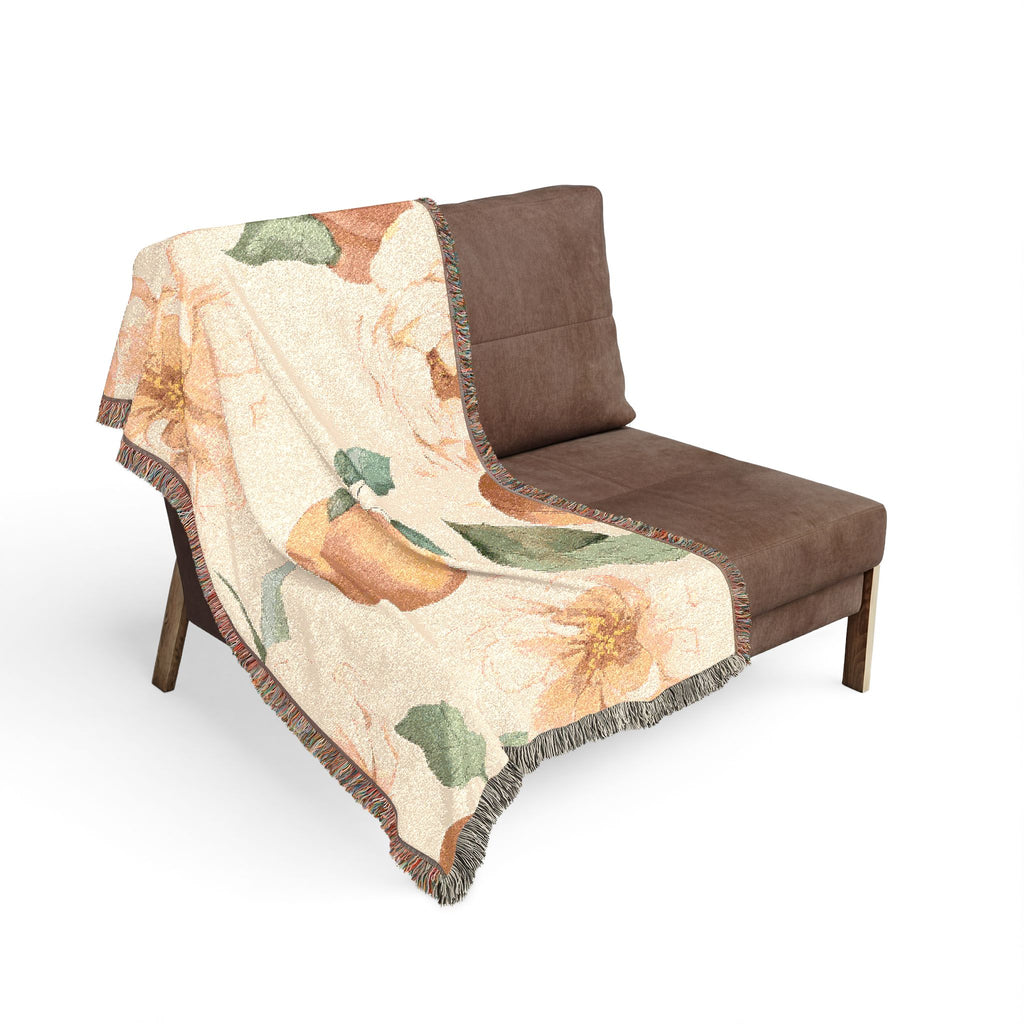 Peach Blossom Woven Blanket