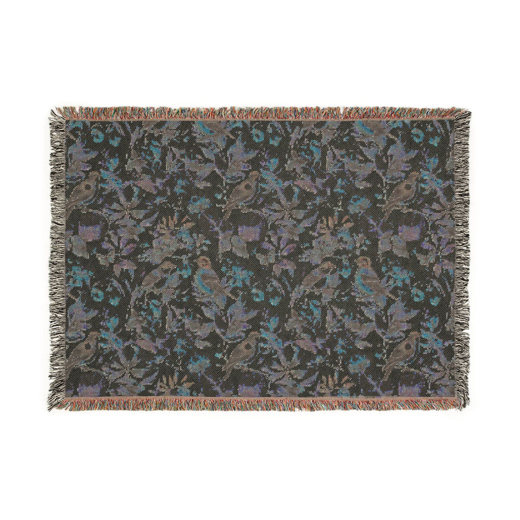 Bird & Blossom Woven Blanket — Vintage Floral Throw for Couch, Bedroom, Gift