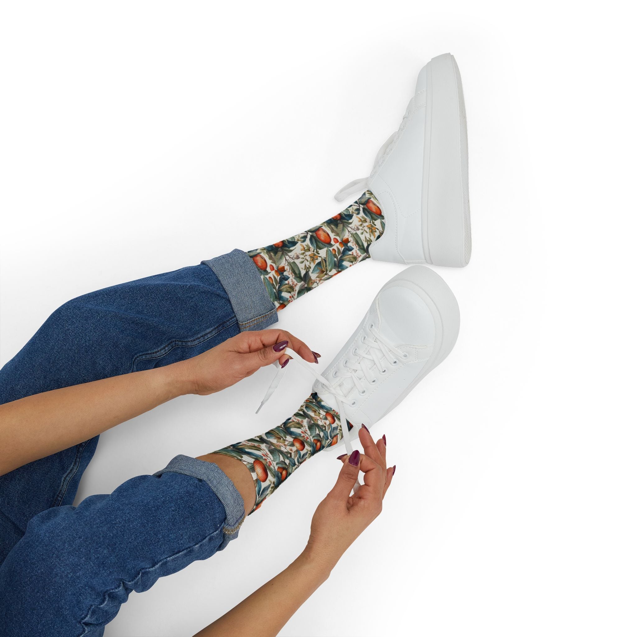 Botanical Peach Pattern Socks