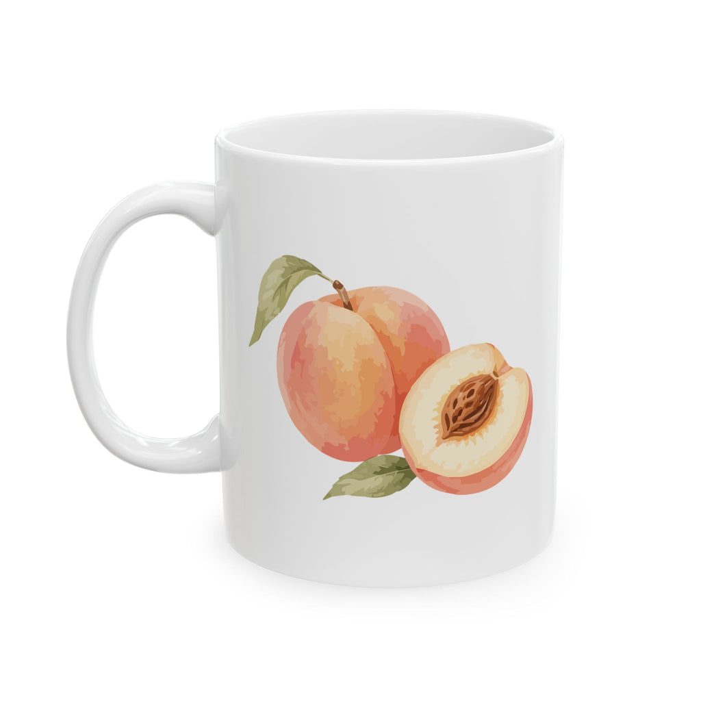 Peachy Morning Ceramic Mug — "You're a Peach" Floral Fruit Coffee