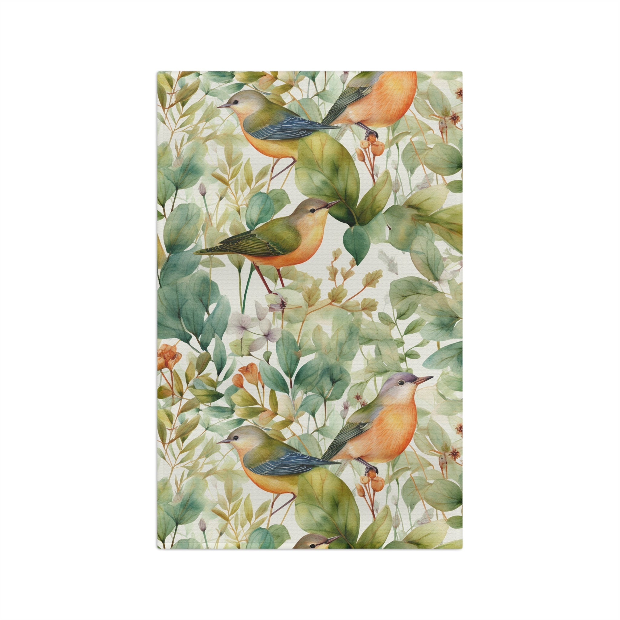 Watercolor Birds & Greenery Microfiber Tea Towel