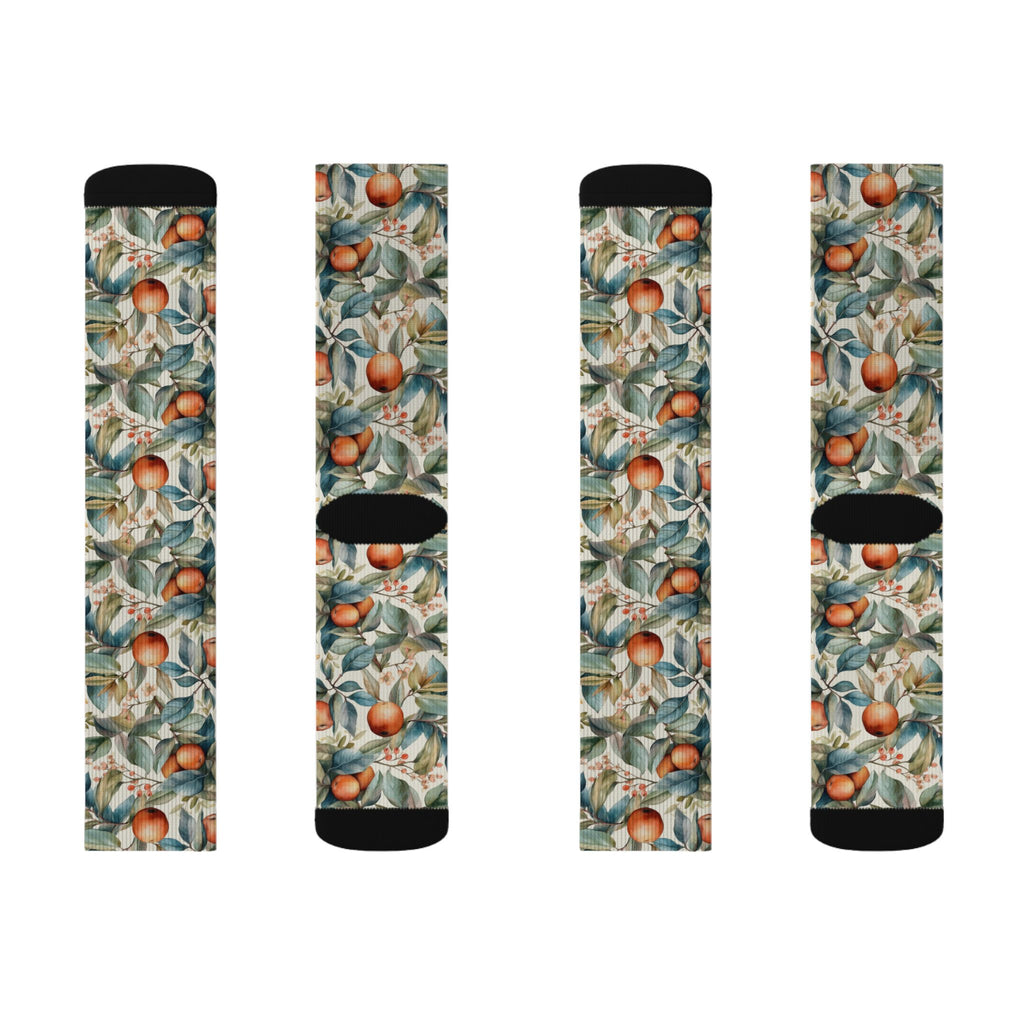 Botanical Peach Pattern Socks
