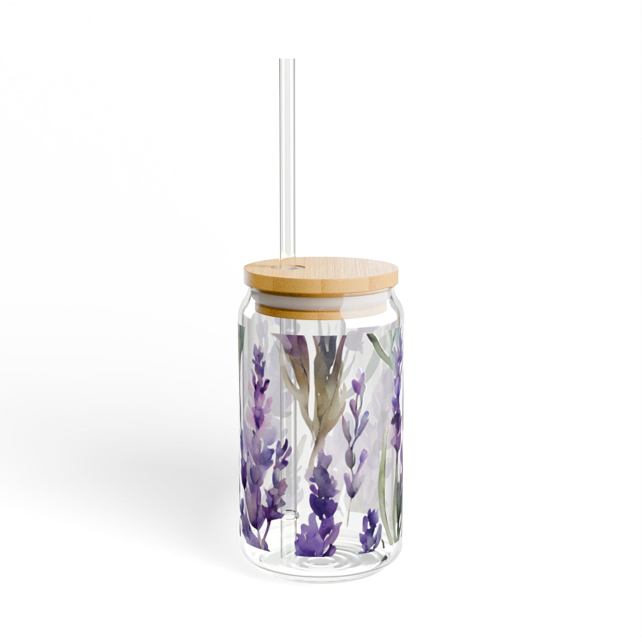 Lavender Watercolor Sipper Glass