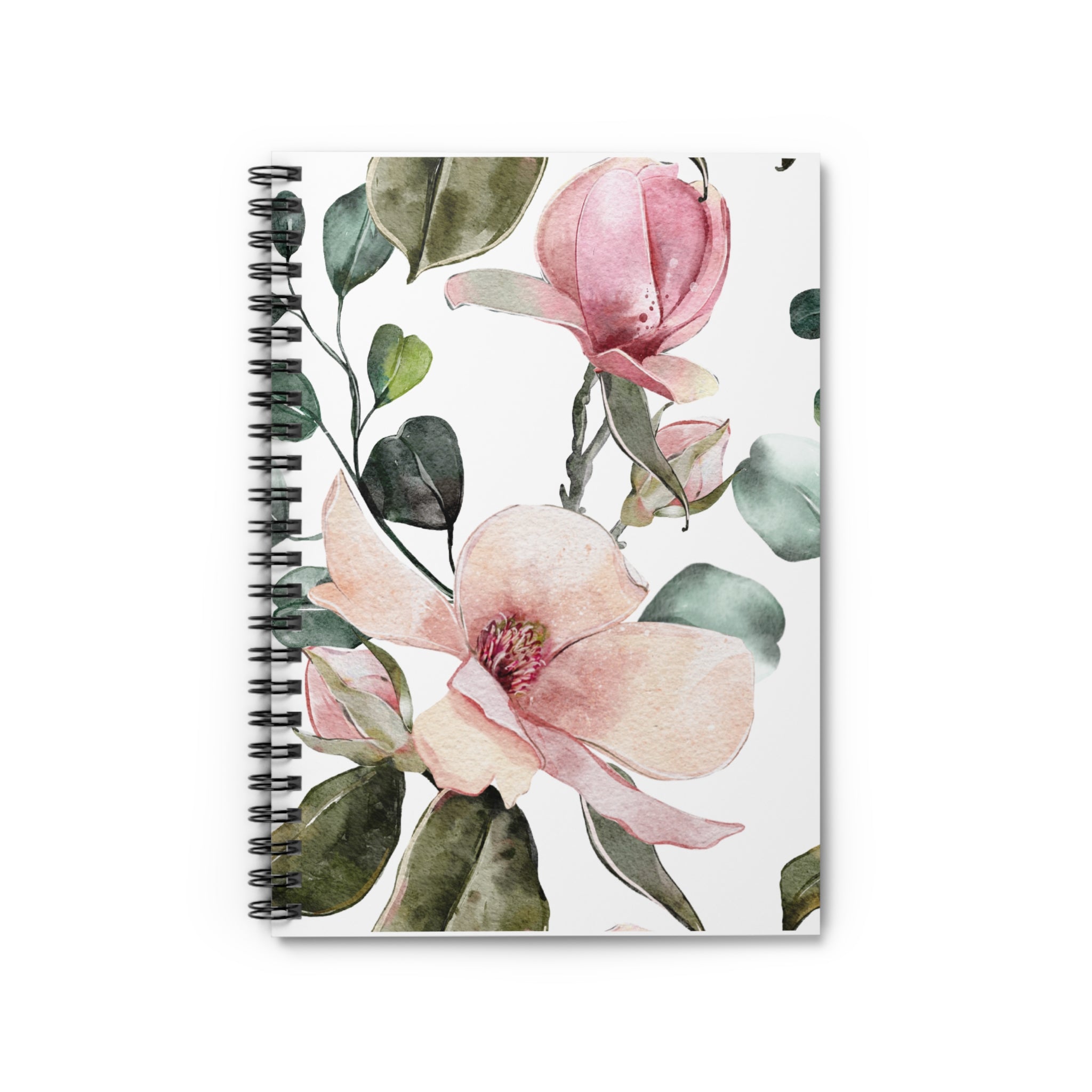 Pink Watercolor Magnolia Spiral Notebook