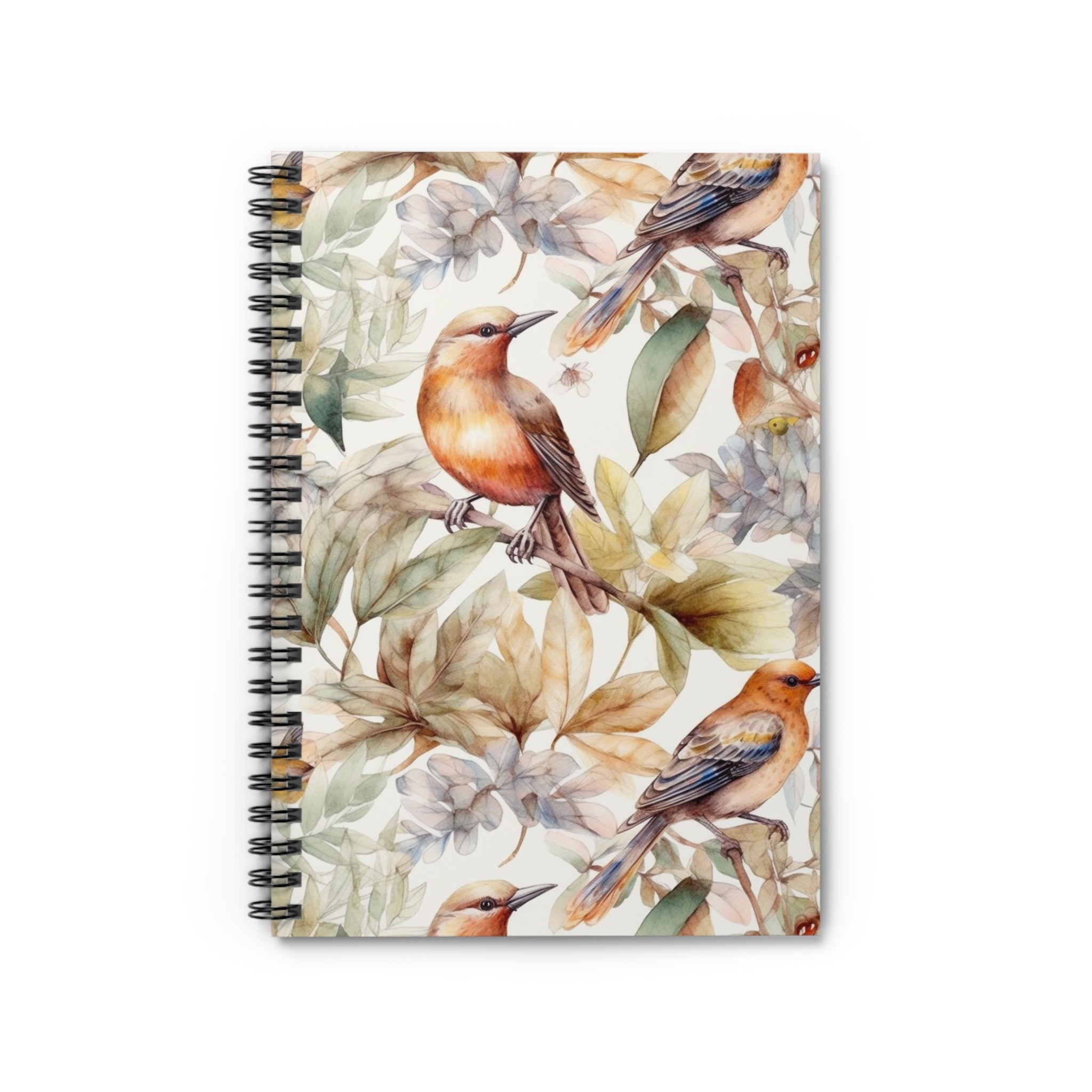 Watercolor Songbird & Foliage Spiral Notebook