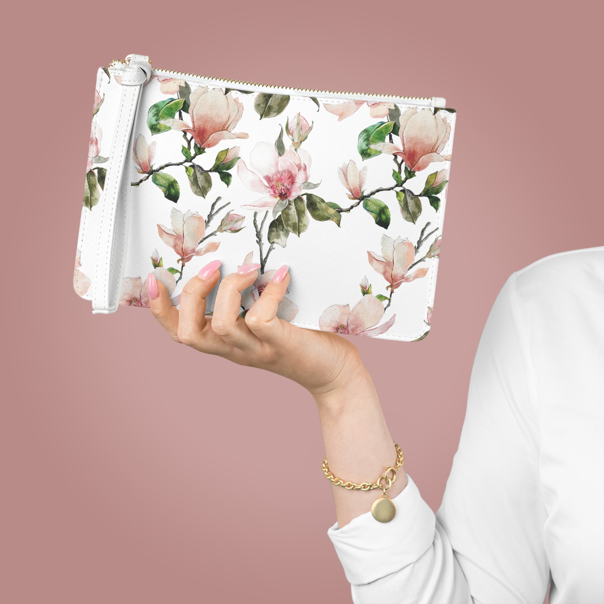 Pink Watercolor Wristlet Purse