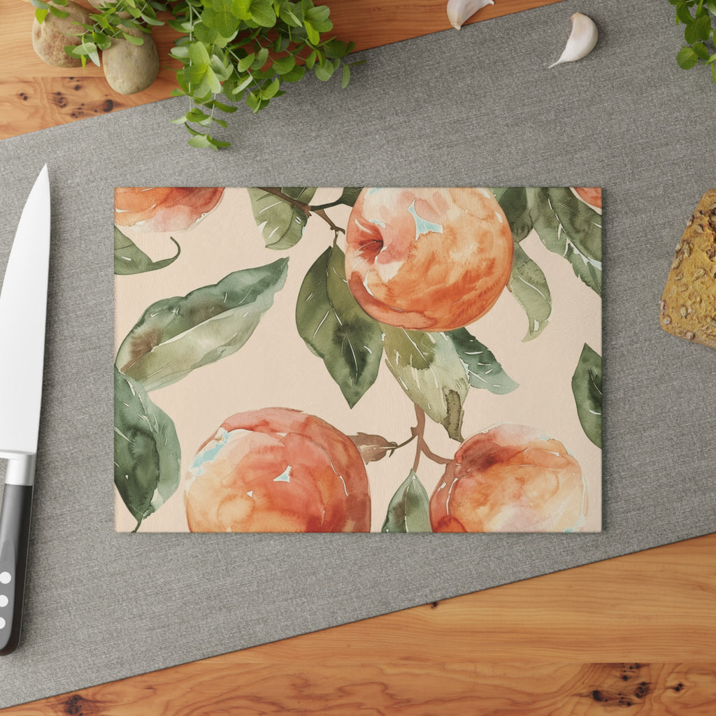 Peach Watercolor Glass Cutting Board