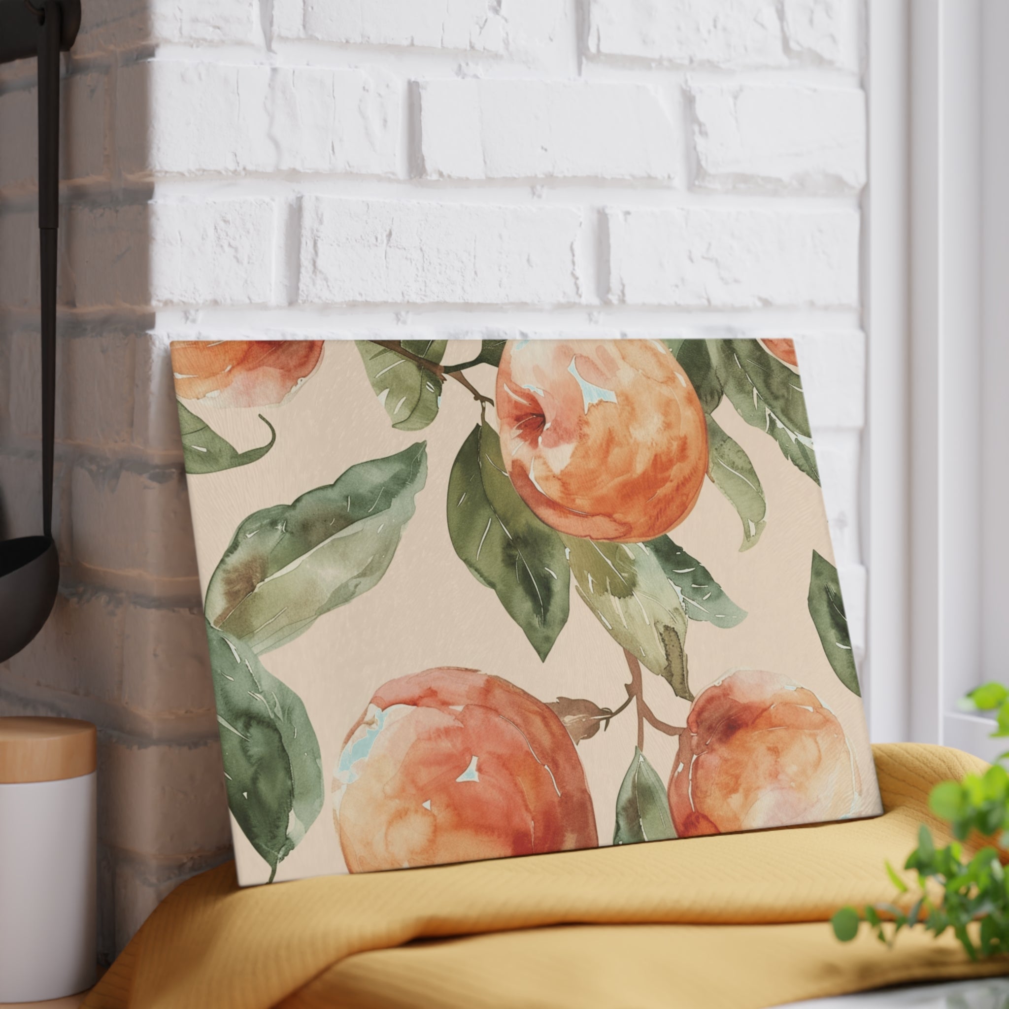 Peach Watercolor Glass Cutting Board